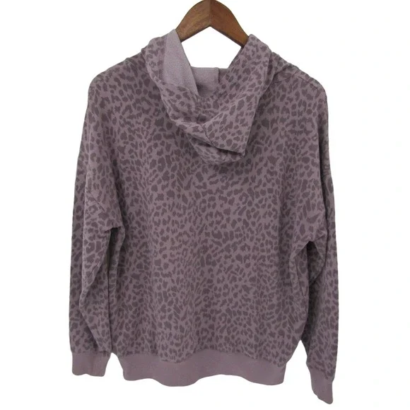 Womens M Purple Leopard Print Hoodie Casual Cozy Streetwear Layering Top - Picture 2 of 13